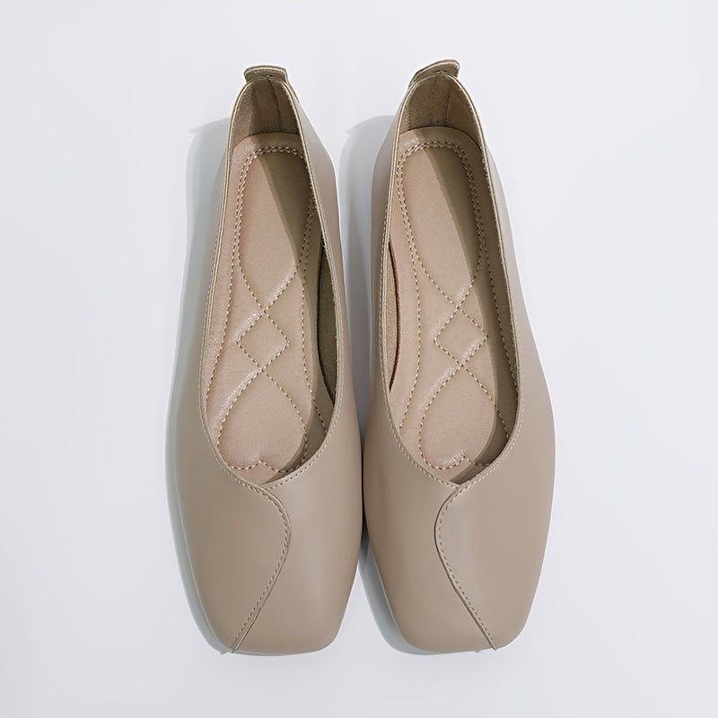 Женские балетки-лодочки с квадратным носком и ремешком на щиколотке в черном, коричневом и бежевом