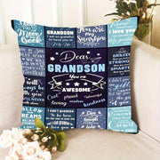 French Style Grandson Themed Pillow Cover 44.96cm Plush Polyester Zippered Cushion