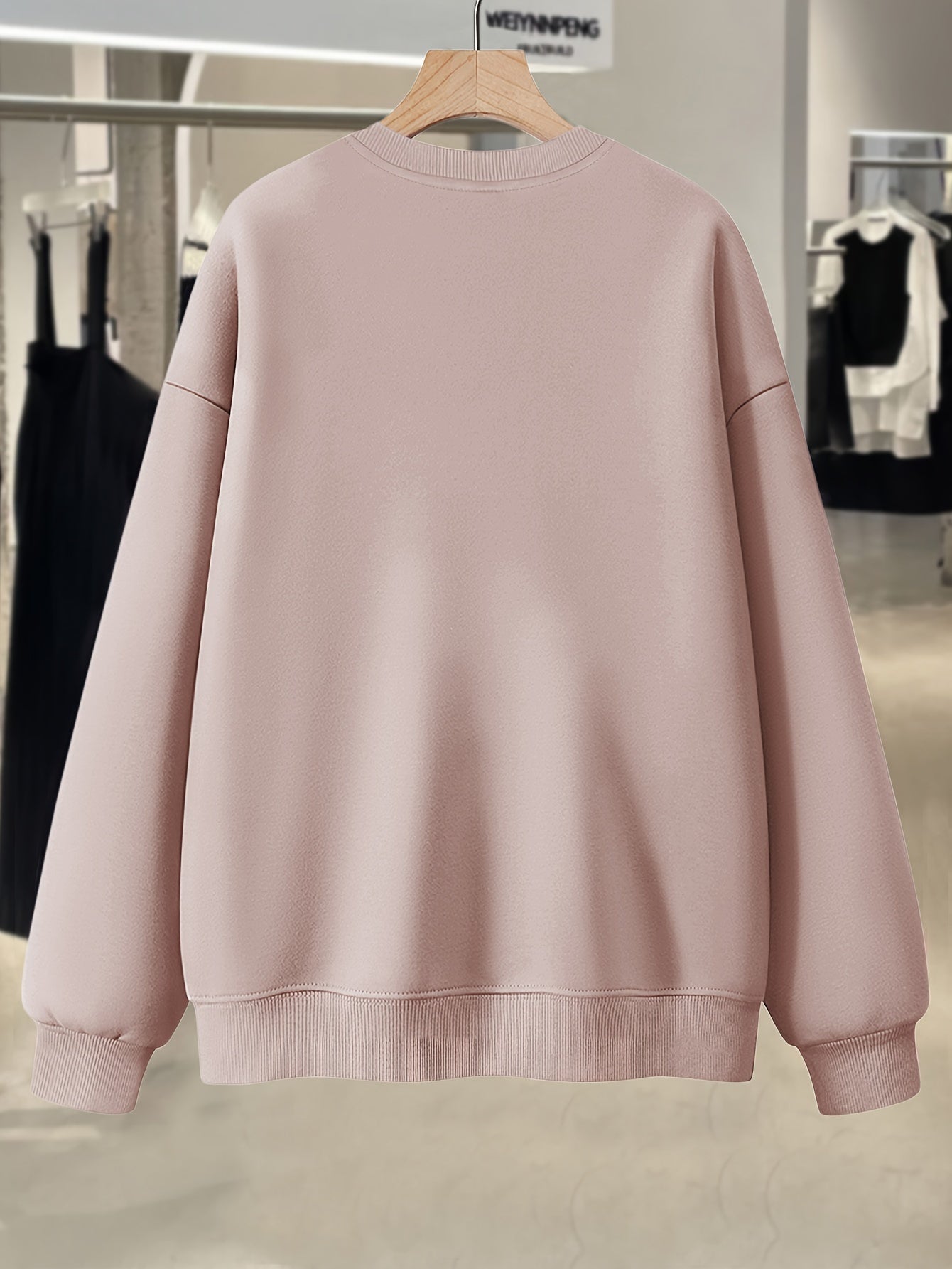 Plus Size Women’s Crew Neck Sweatshirt Solid Color Casual Fall Spring