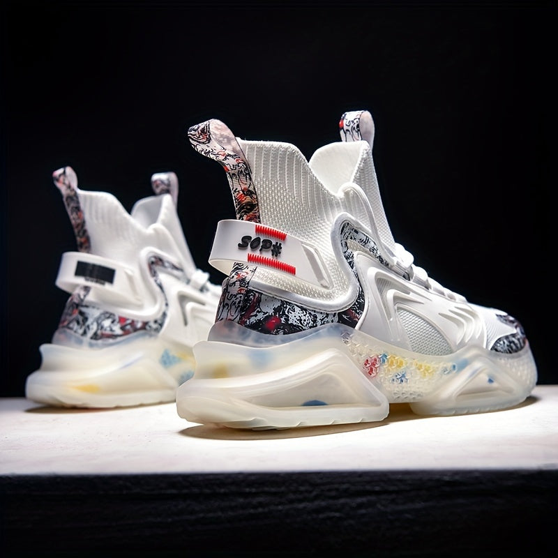 Men's Mesh Canvas High Top Sneakers for Outdoor Sports Casual Style