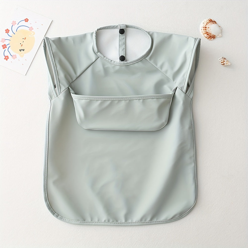 Baby Bib Waterproof Solid Color Sleeveless Feeding Bib for Infants