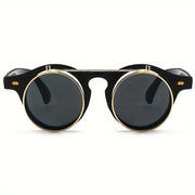 Gafas de doble capa vintage con marco redondo para fiestas en la playa y clubes, con almohadillas nasales ajustables
