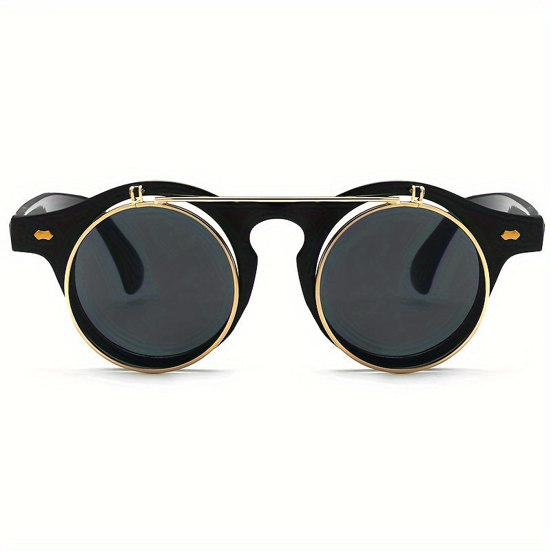 Gafas de doble capa vintage con marco redondo para fiestas en la playa y clubes, con almohadillas nasales ajustables
