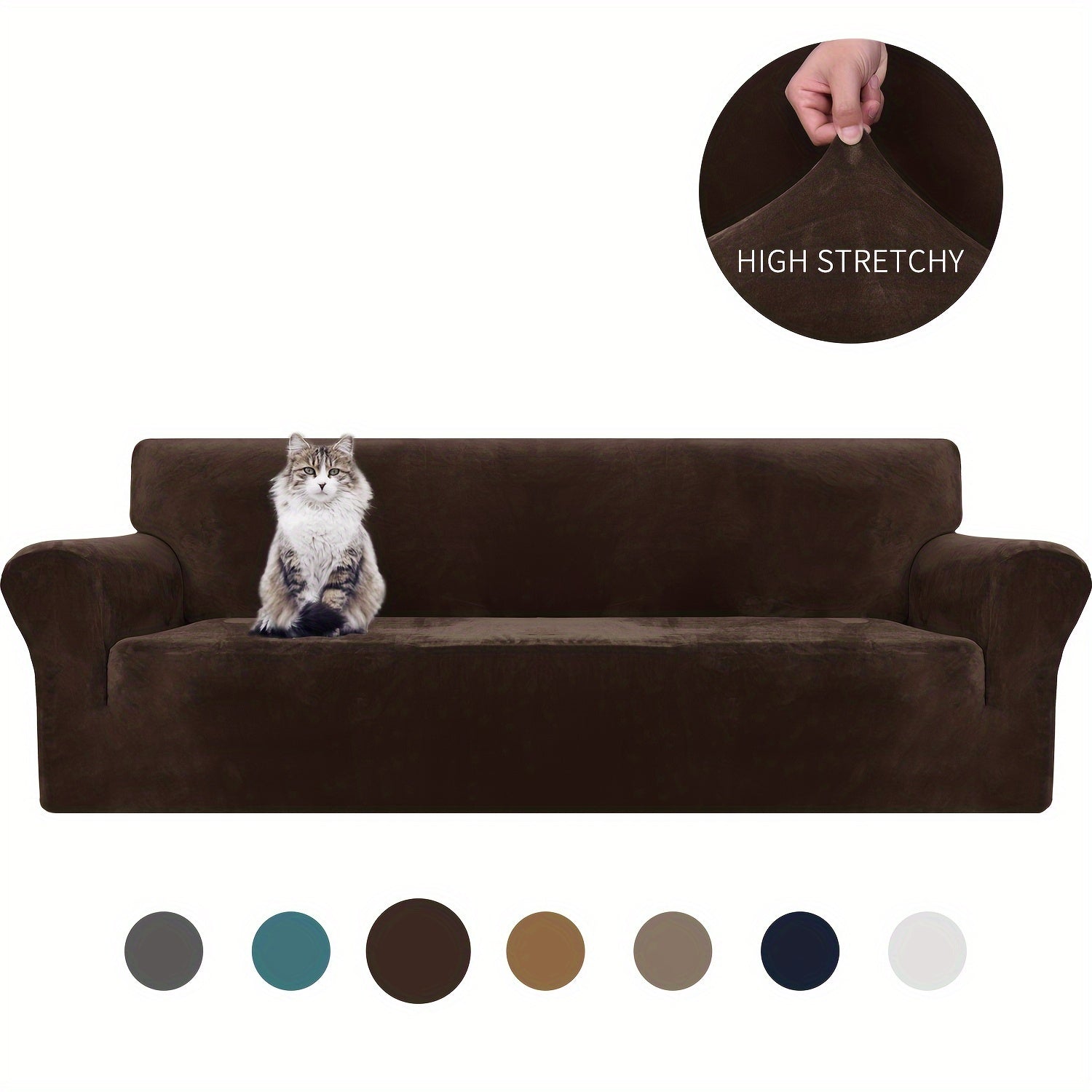 Velvet Sofa Cover Elastic Bottom All Seasons Pet Scratch Protection
