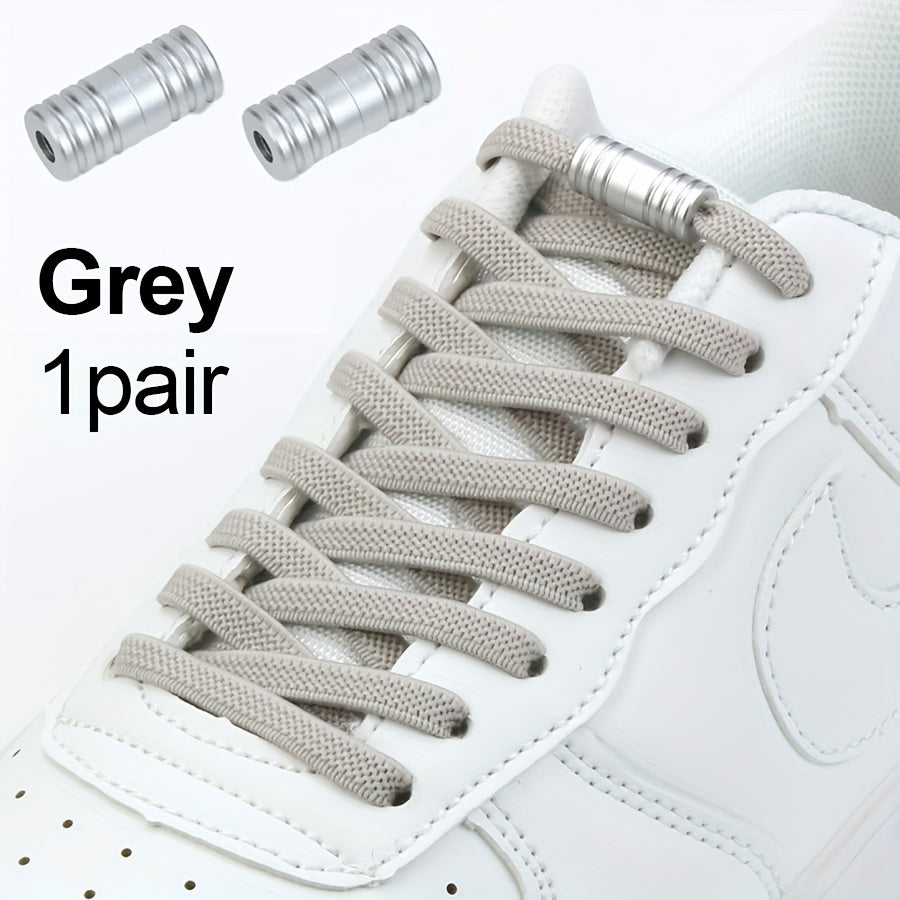 Unisex Nylon No-Tie Shoelaces with Adjustable Metal Buckles 1 Pair
