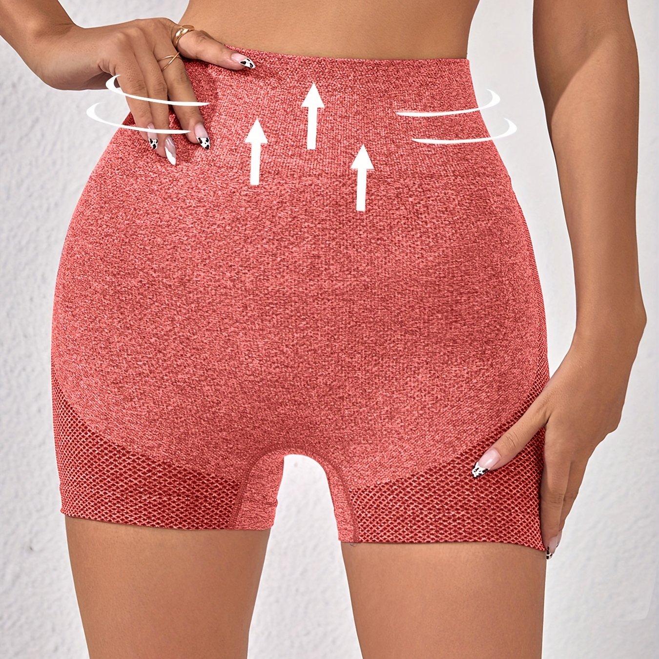 Pantalones cortos de yoga de cintura alta para mujer, nylon y spandex, control de abdomen, negro, verano