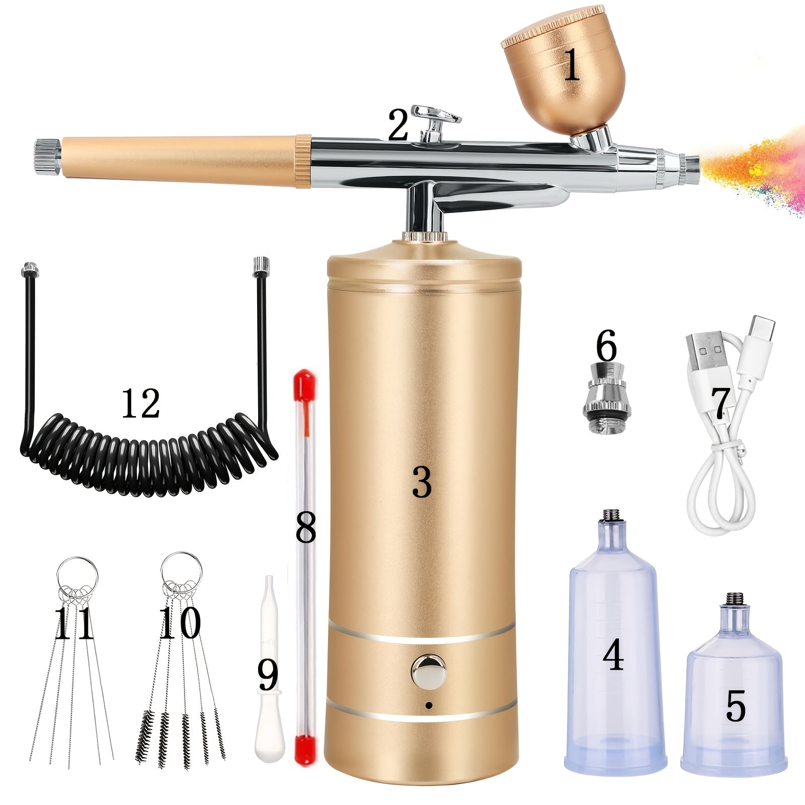 Kit de pulverizador de aire inalámbrico con boquilla de 0.3mm, alta presión, batería de 50 minutos