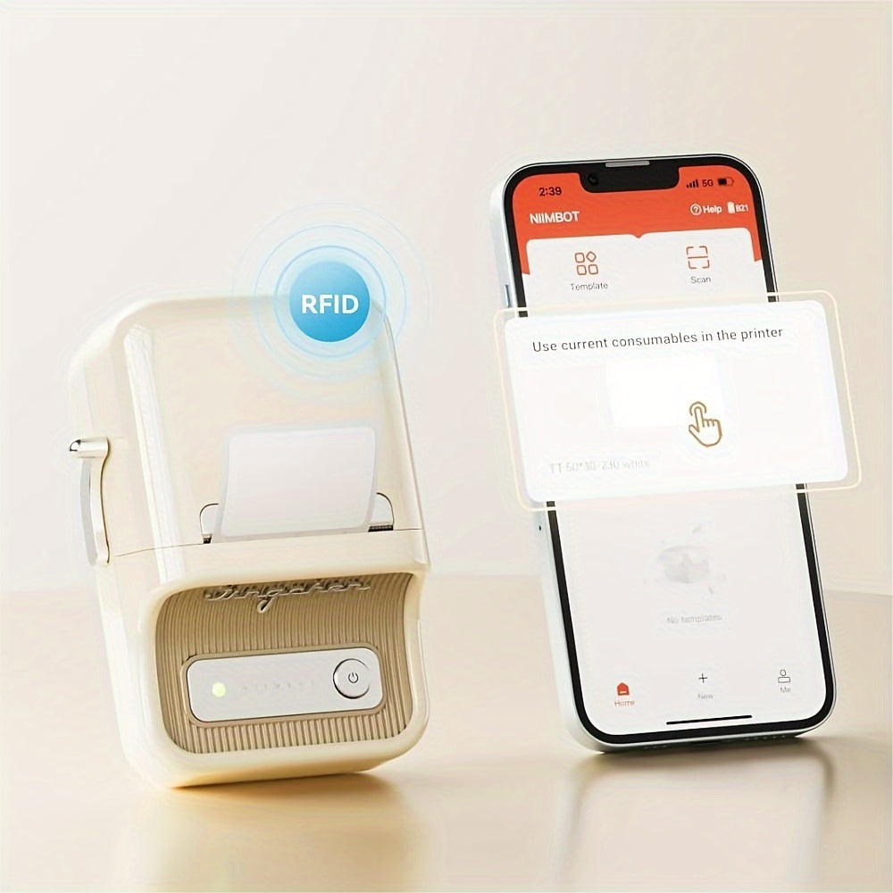 Niimbot B21 Aqlli Etiketka Printerni - Uy, ofis, do'kon uchun portativ, simsiz termal etiketka yasovchi. Siyohsiz va tez bosib chiqarish, yuqori sifatli, ko'p funksiyali etiketka bosib chiqarish. 20-50mm kenglik, USB/batareya.
