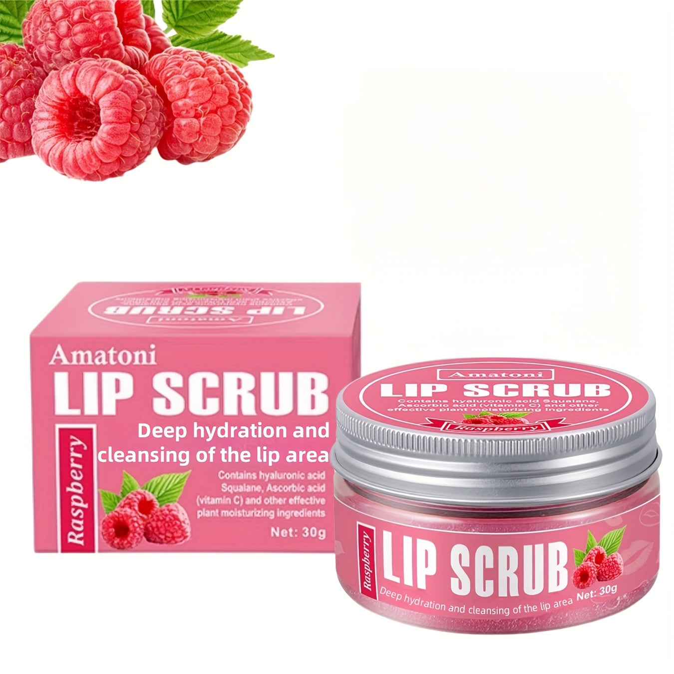 Bodom uchun qizil mevali plant squalane bilan quruqlikni olib tashlovchi va namlantiruvchi lip scrub