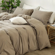Bedding Set with Quilt Cover and Pillowcases Soft Brushed Fiber Wrinkle and Fade Resistant