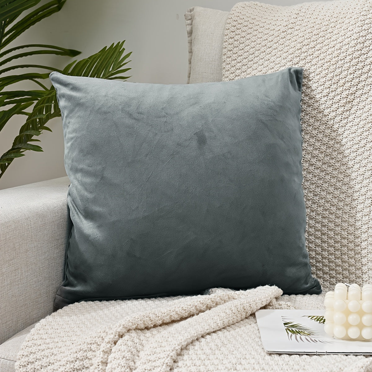 Luxurious Silver Fox Velvet Throw Pillow Cover with Zipper Closure