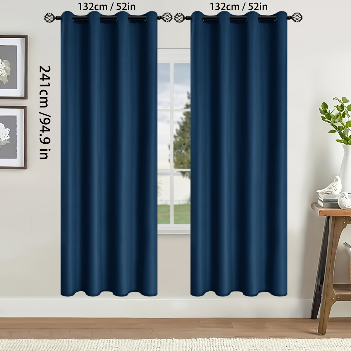 Blackout Curtains for Bedroom and Living Room, UV Protection, Easy Slide