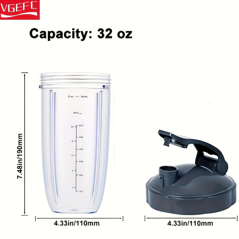 32oz Blender Cups Leak-Proof BPA-Free Replacement with Measurement for Nutribullet
