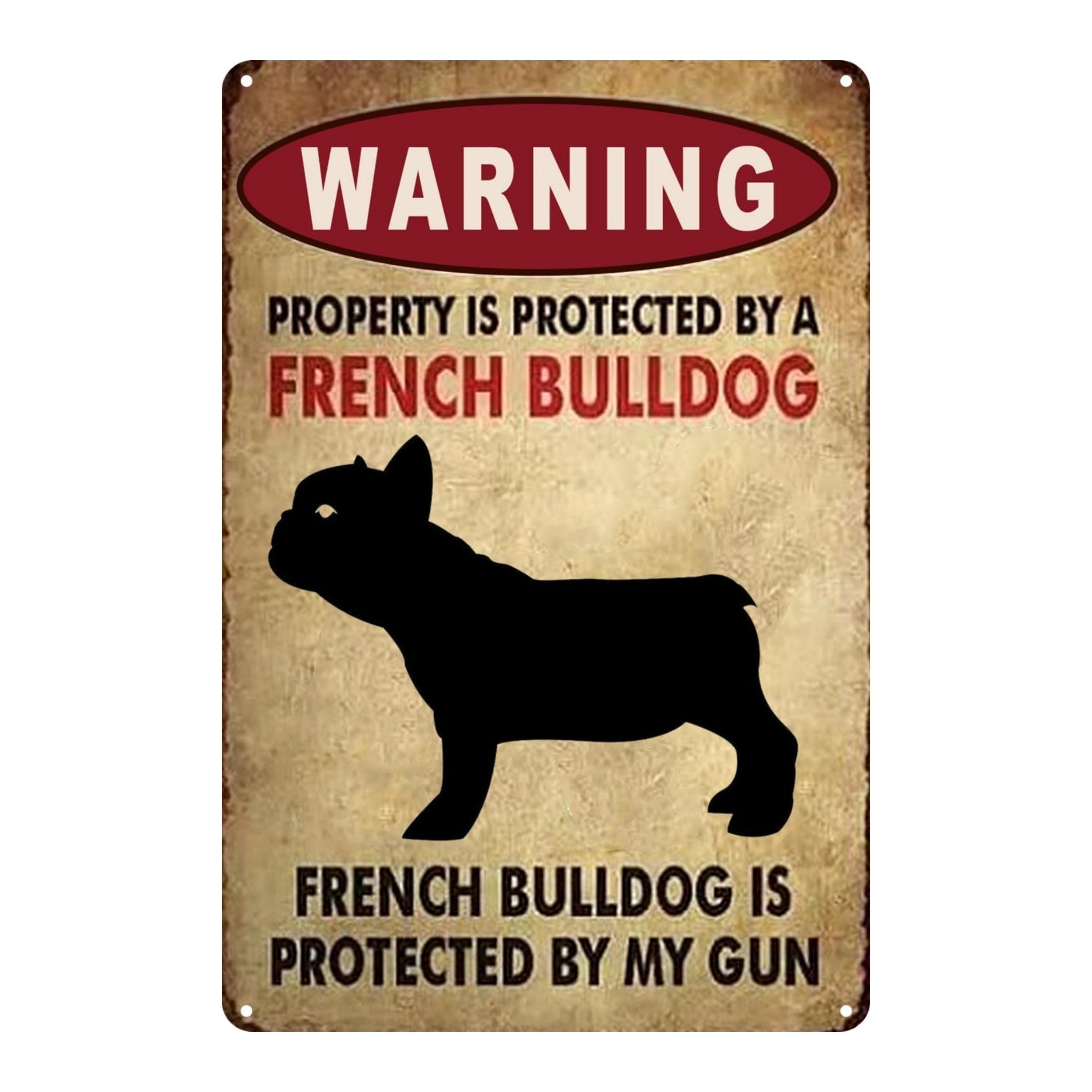 Funny French Bulldog Metal Tin Sign 11.81x7.87 Inches Home Decor Garage Bar Cafe