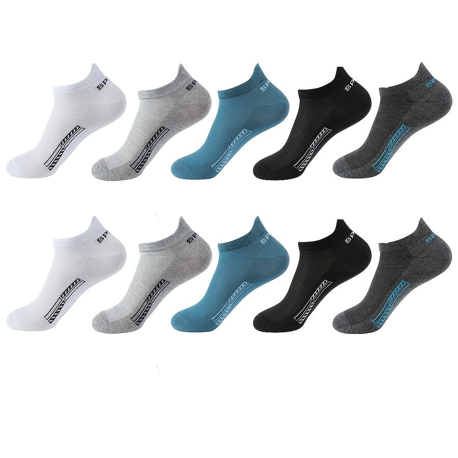 10 Pairs Unisex Low-Cut Breathable Cotton Sport Socks for Outdoor Activities