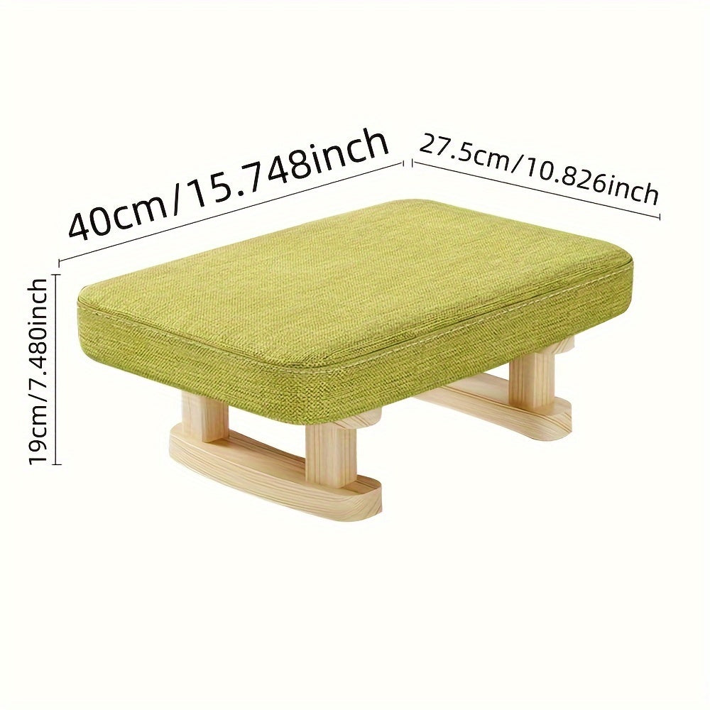 Vintage Solid Wood Sofa Stool with Upholstered Seat Shoe Bench for Living Room