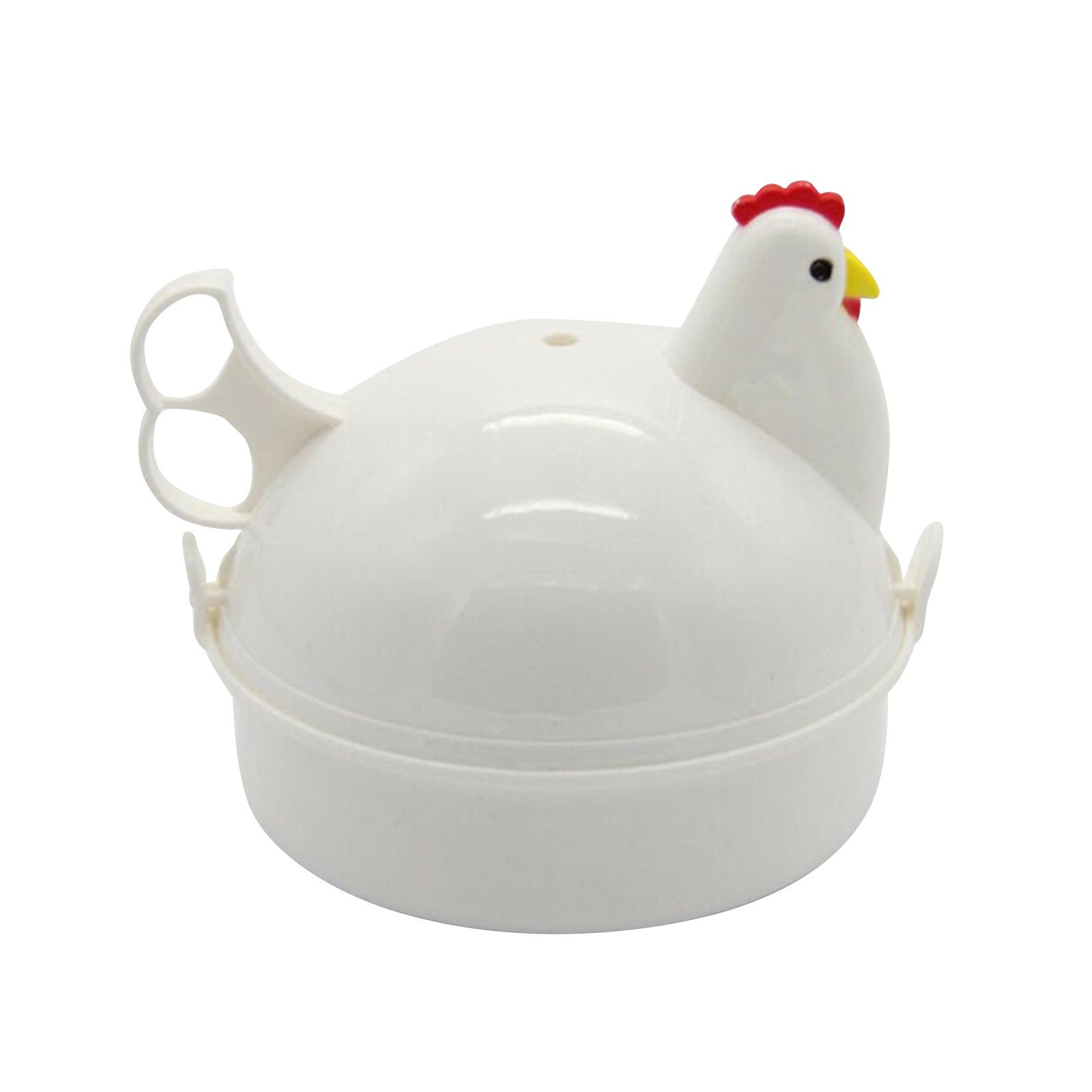 White Aluminum Alloy Egg Steamer with Chicken Shape, 4 Grids for Boiling and Steaming