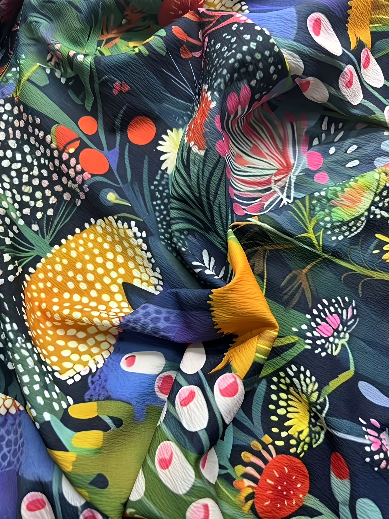 Ayollar uchun kattaroq o'lchamdagi gul bosma uzun qoʻl qattiq kundalik kofta, tugma bilan yopiladigan top