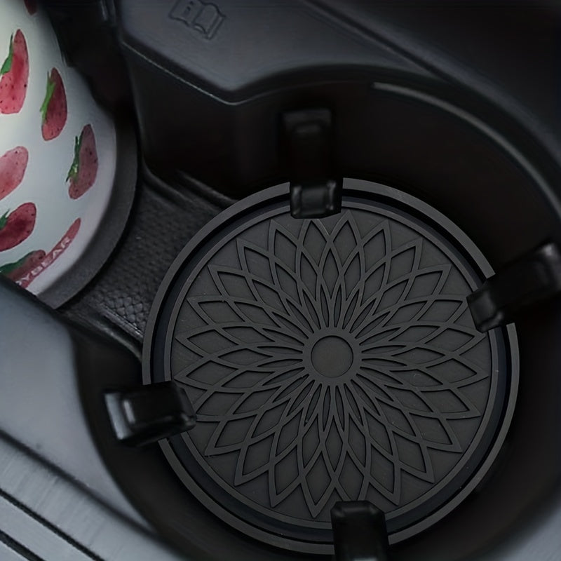 2PCS Car Non-Slip Water Cup Holder Coaster Storage Pad Creative Flower