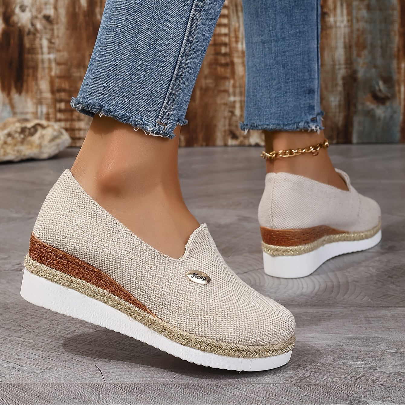 Women's Casual Espadrille Platform Pumps with Round Toe and High Heel