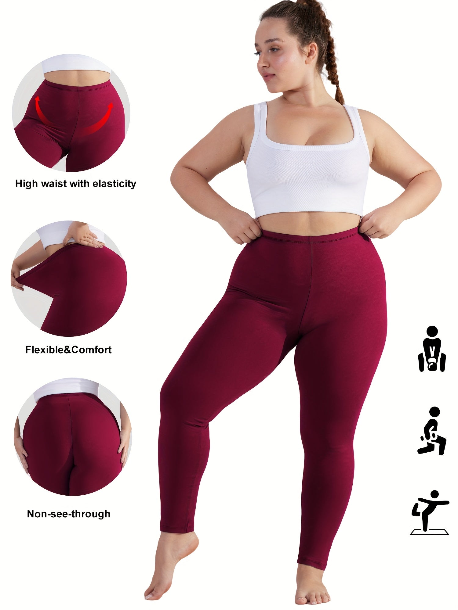 Plus Size Women's High Waist Stretch Yoga Leggings Tummy Control Tights