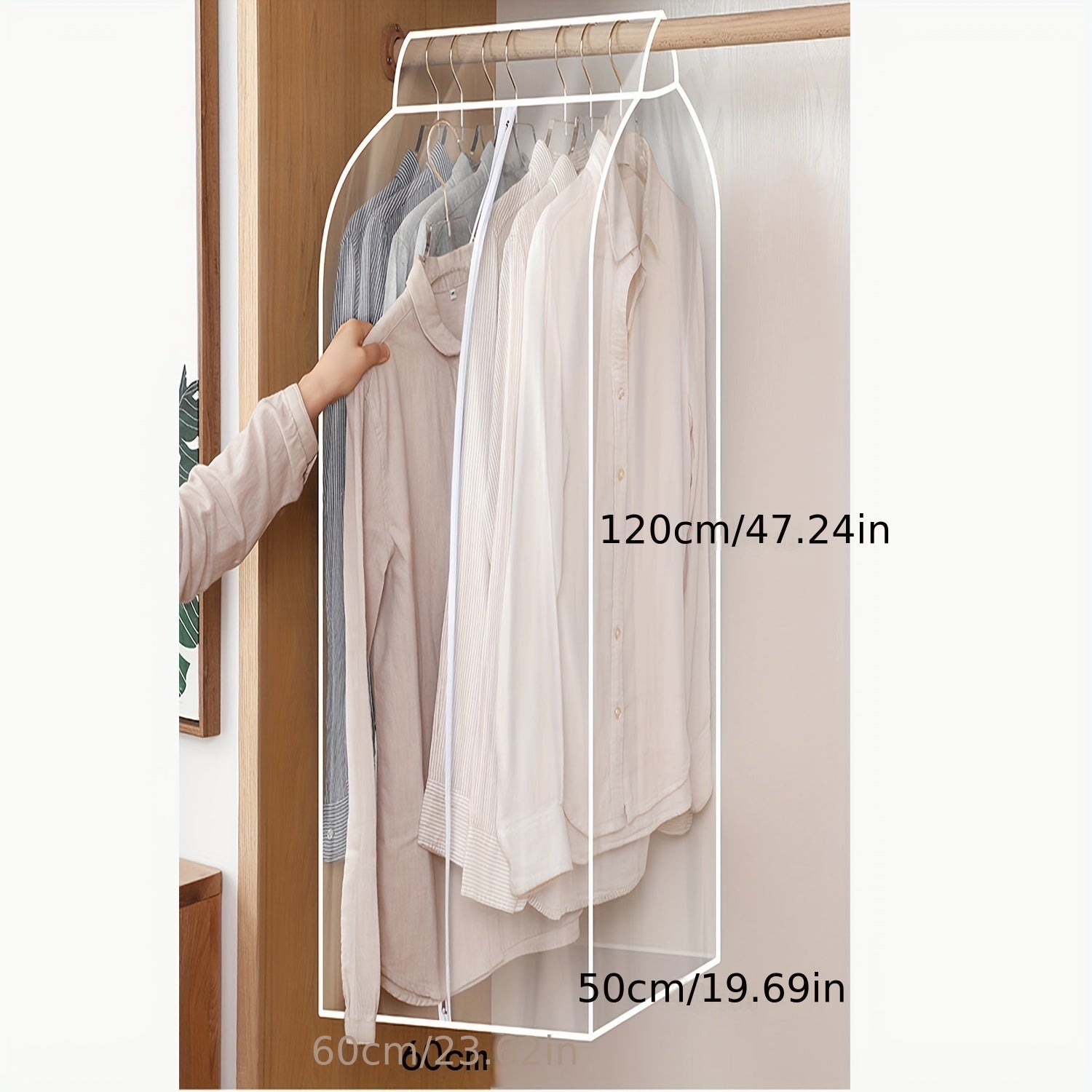 Large Clear Hanging Garment Bag for Closet Storage Protects Coats Suits Dresses