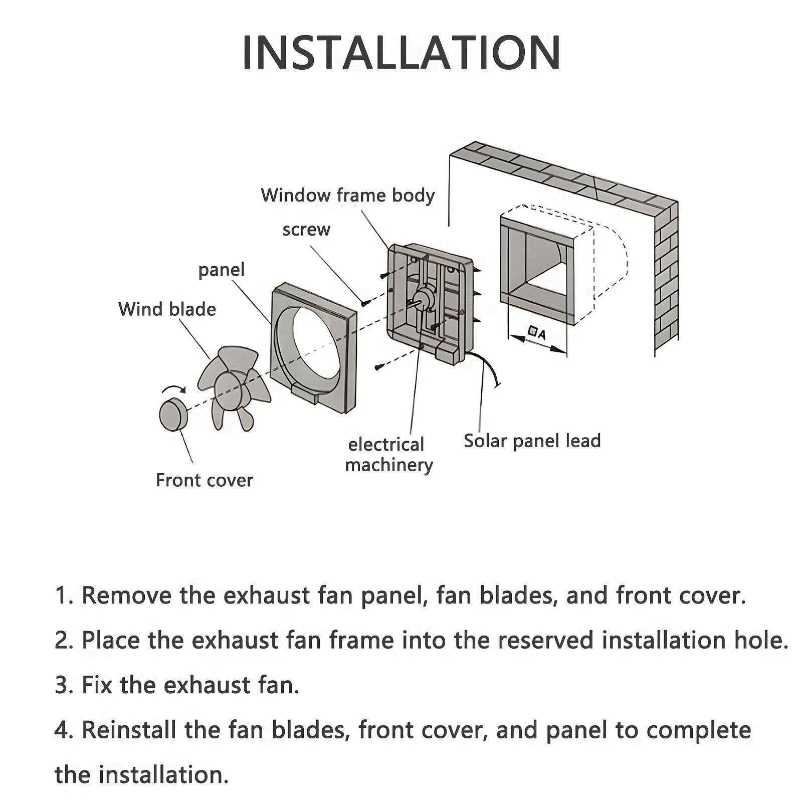Solar Ventilation Fan 20W Wall-Mount Greenhouse Garage Pet Coop Exhaust