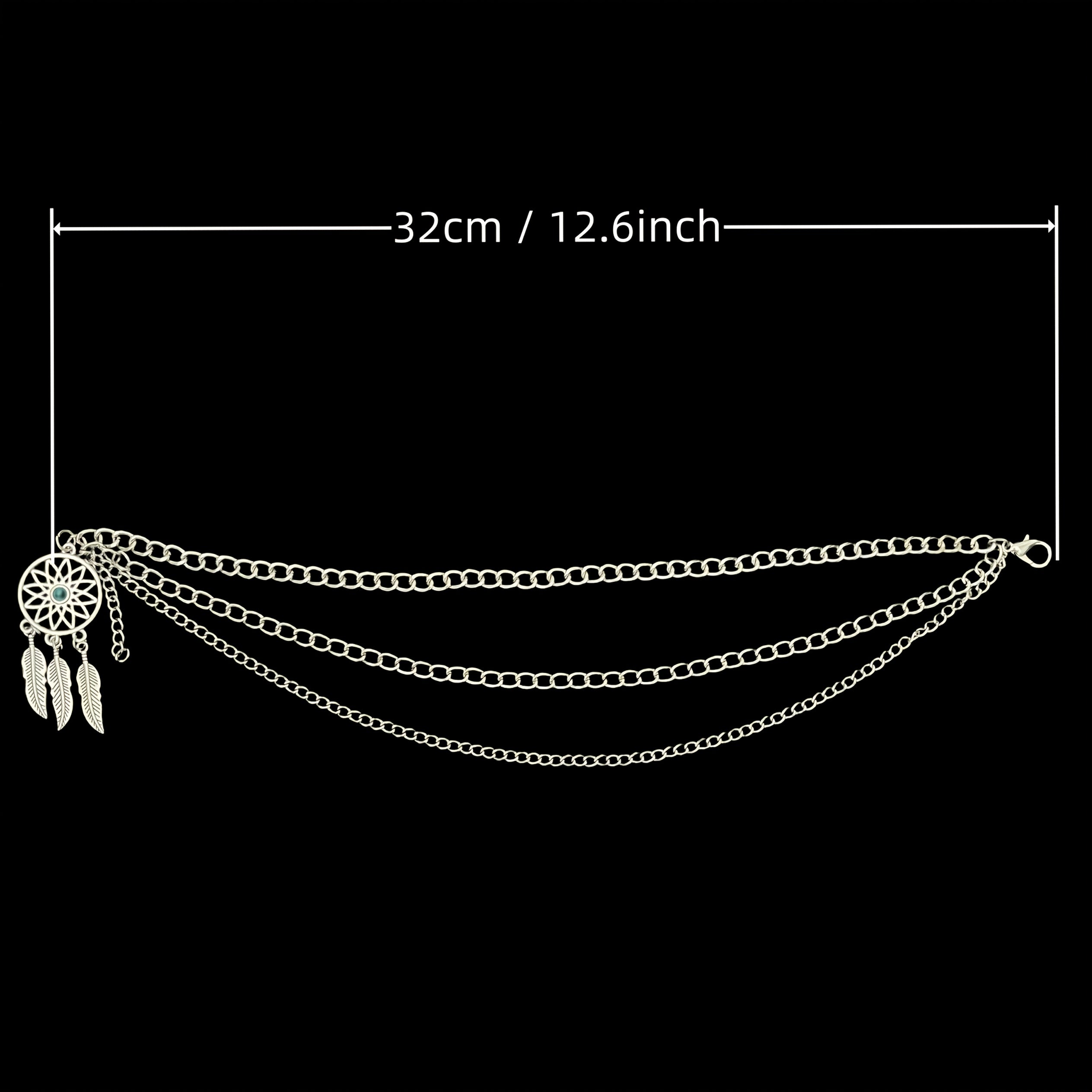 Women's Vintage Iron Boot Chain Jewelry with Tassels and Turquoise Details
