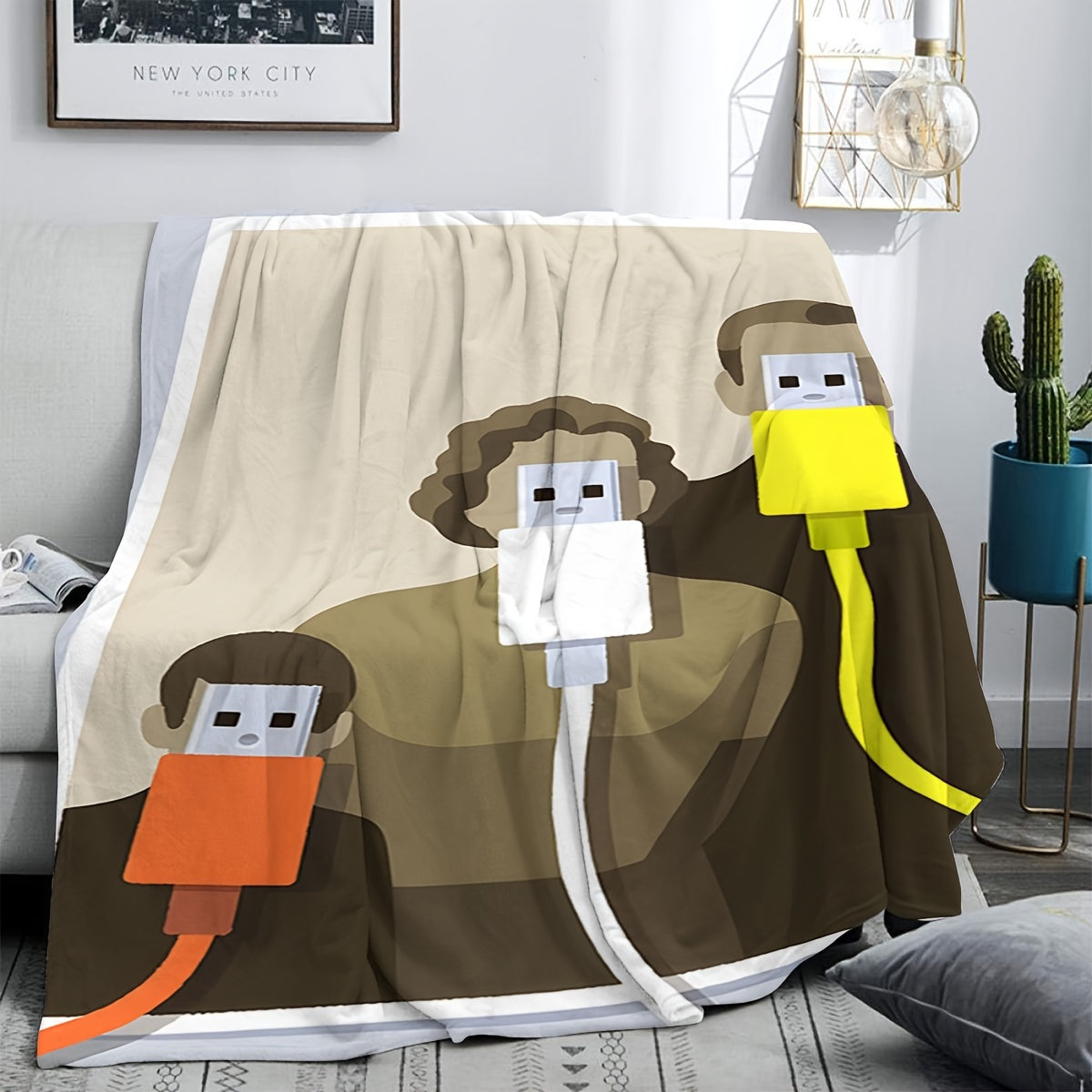 Soft Plush Throw Blanket USB Powered Cozy Warm for Office Living Room Bedroom