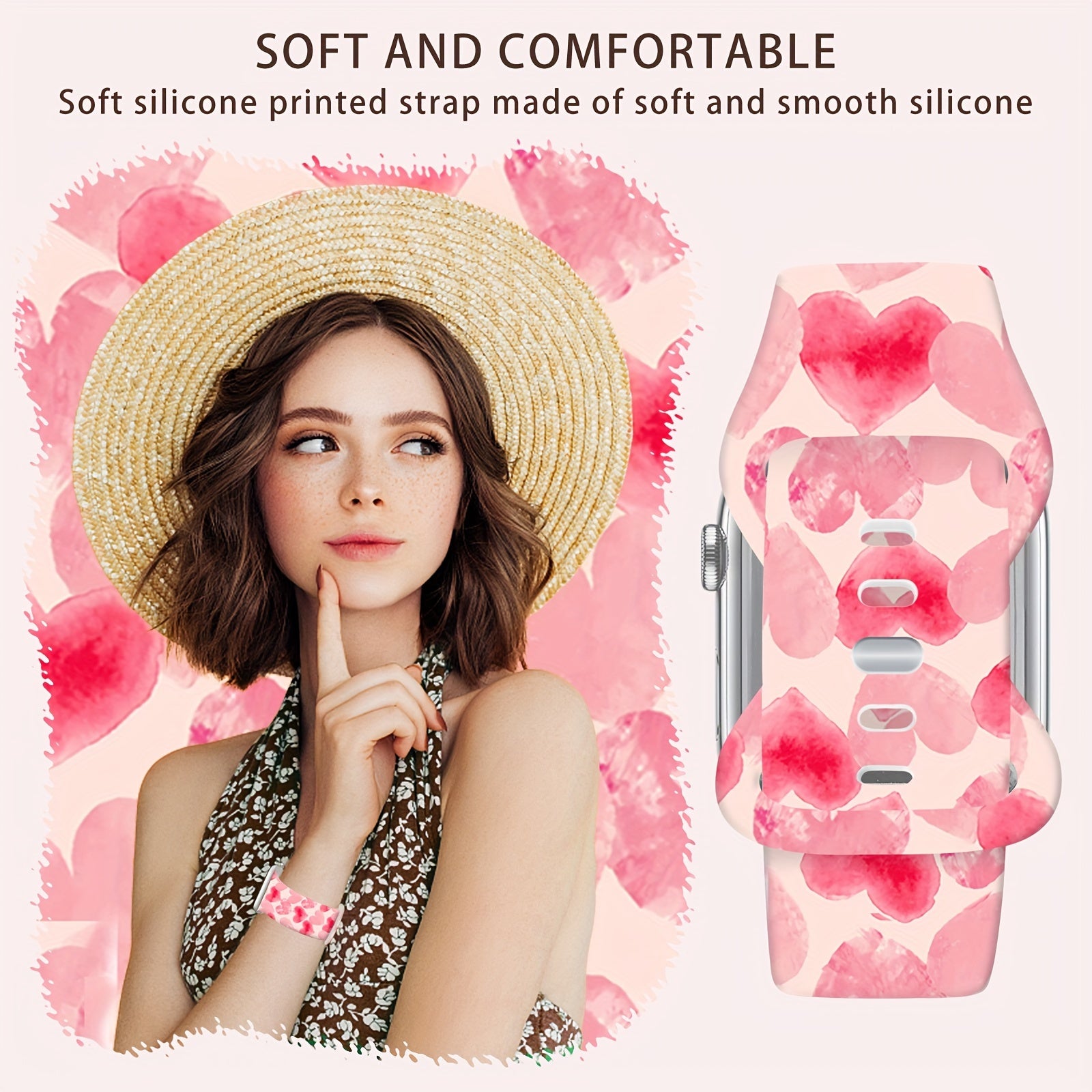 Silicone Smartwatch Band with Deployant Clasp Compatible with iWatch SE Series 1-10 Sport Replacement Strap for Men Women