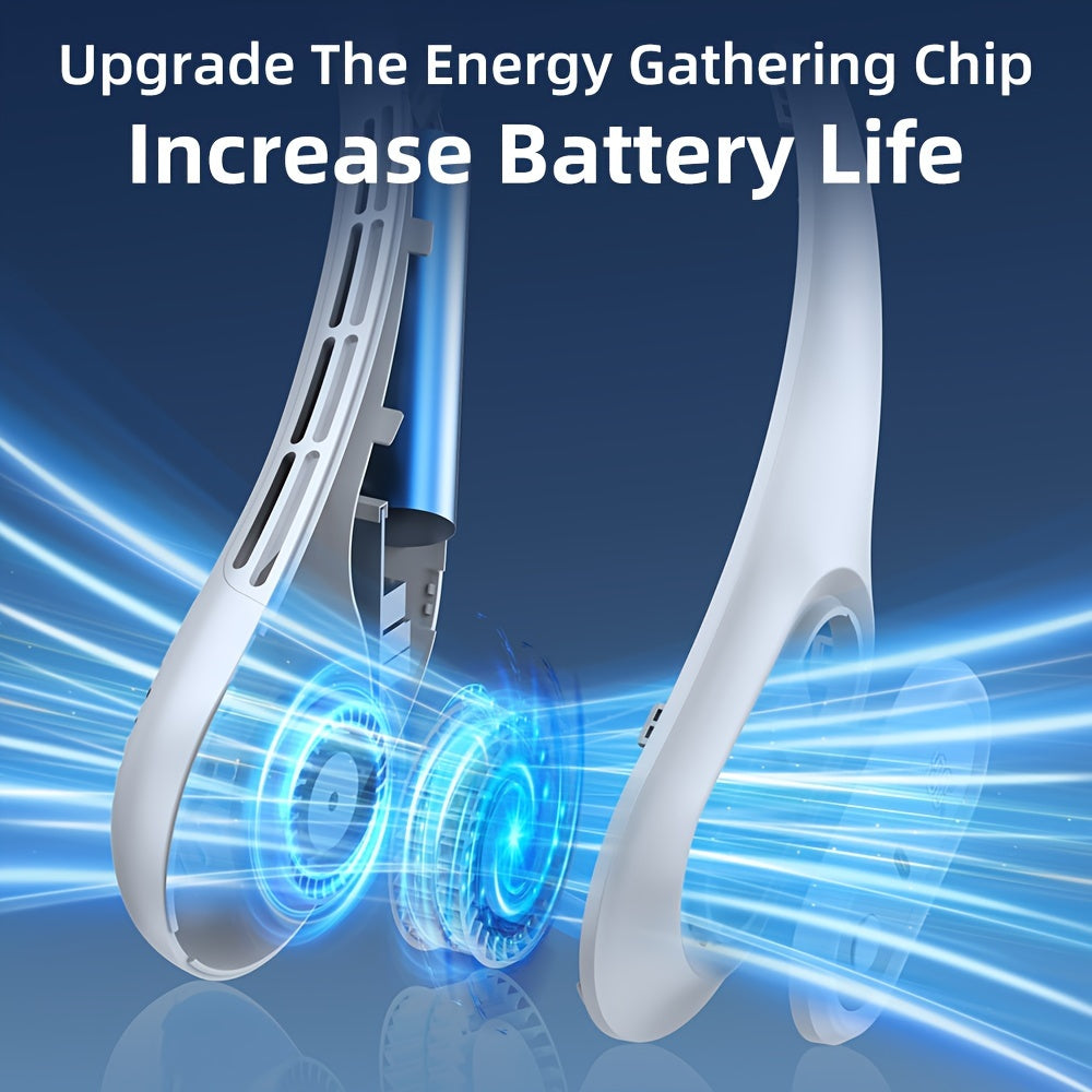 Portativ qirqsiz bo'yin ventilyatori, yuqori tezlikda, USB orqali zaryadlanadigan va tugma boshqaruvi, ichki va tashqi foydalanish uchun shaxsiy sovutish qurilmasi, 3000mAh litiy batareyasi bilan jim ishlash.