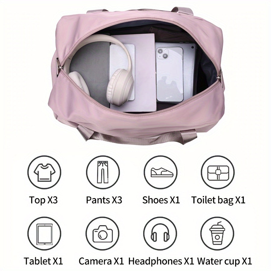 Nylon Travel Duffel Bag Set with Adjustable Straps Shoes Electronics Wet Dry Separation for Gym Beach Business