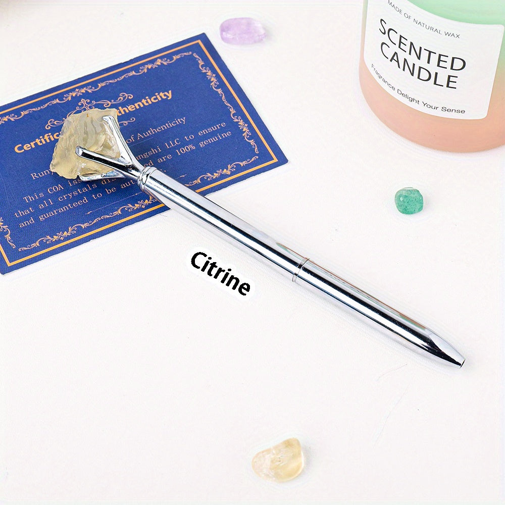 Large Natural Amethyst Crystal Raw Stone Pen Ballpoint for Stationery and Gifts