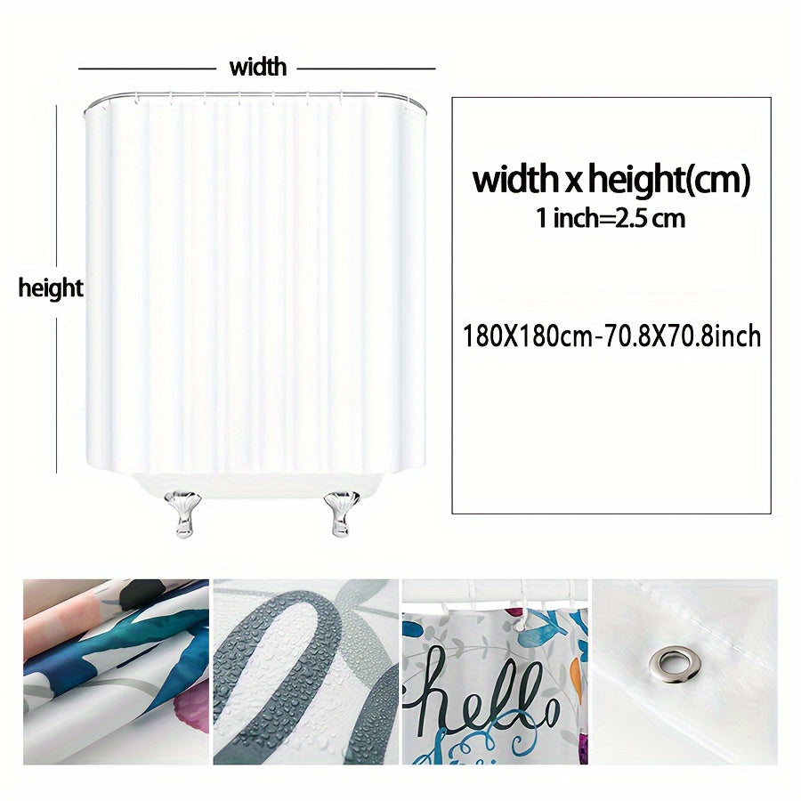 Farmhouse Style Shower Curtain Woven Polyester Vintage Wooden Wheel Lantern Design Includes Hooks