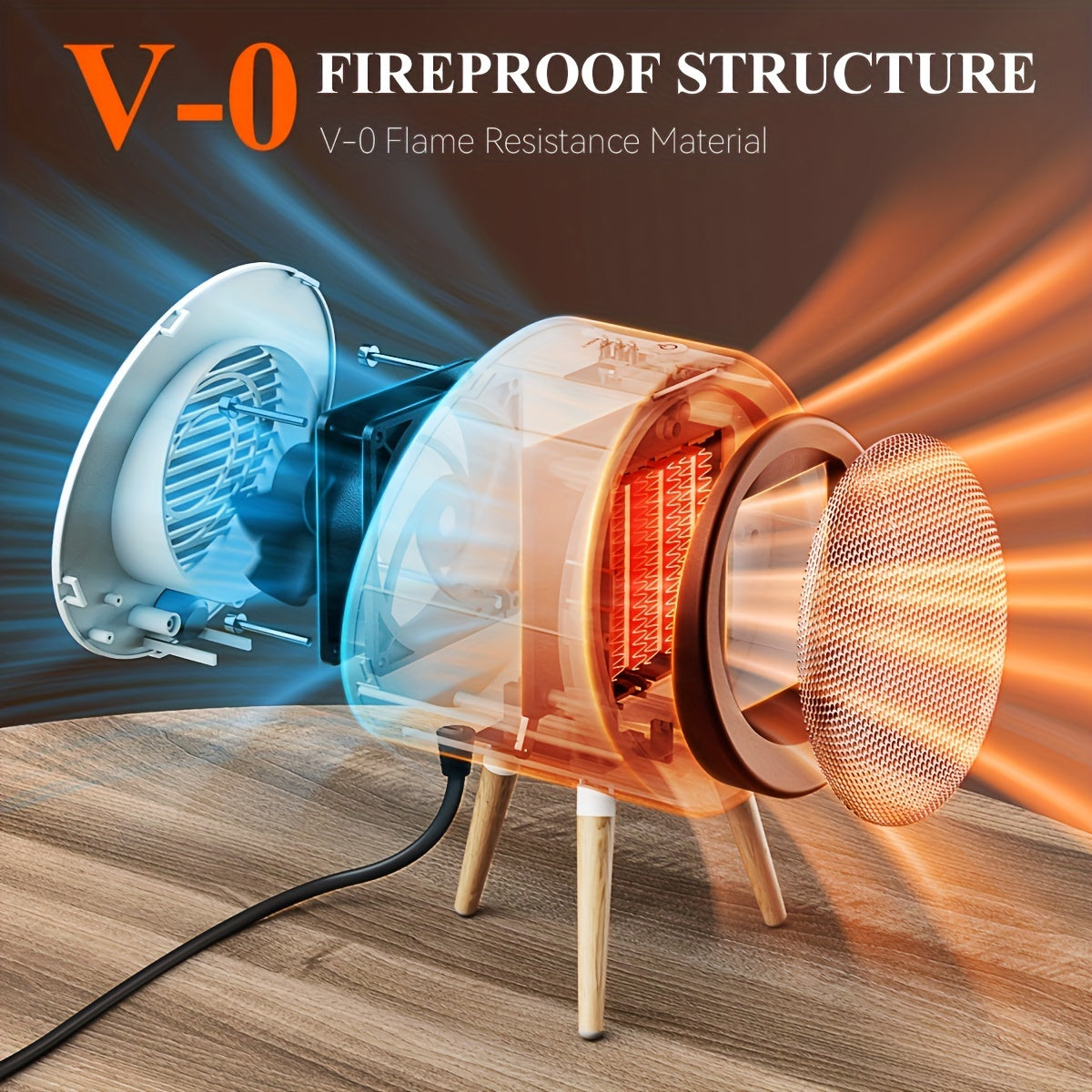 Fast Heating Space Heater with Overheat Protection for Office and Home