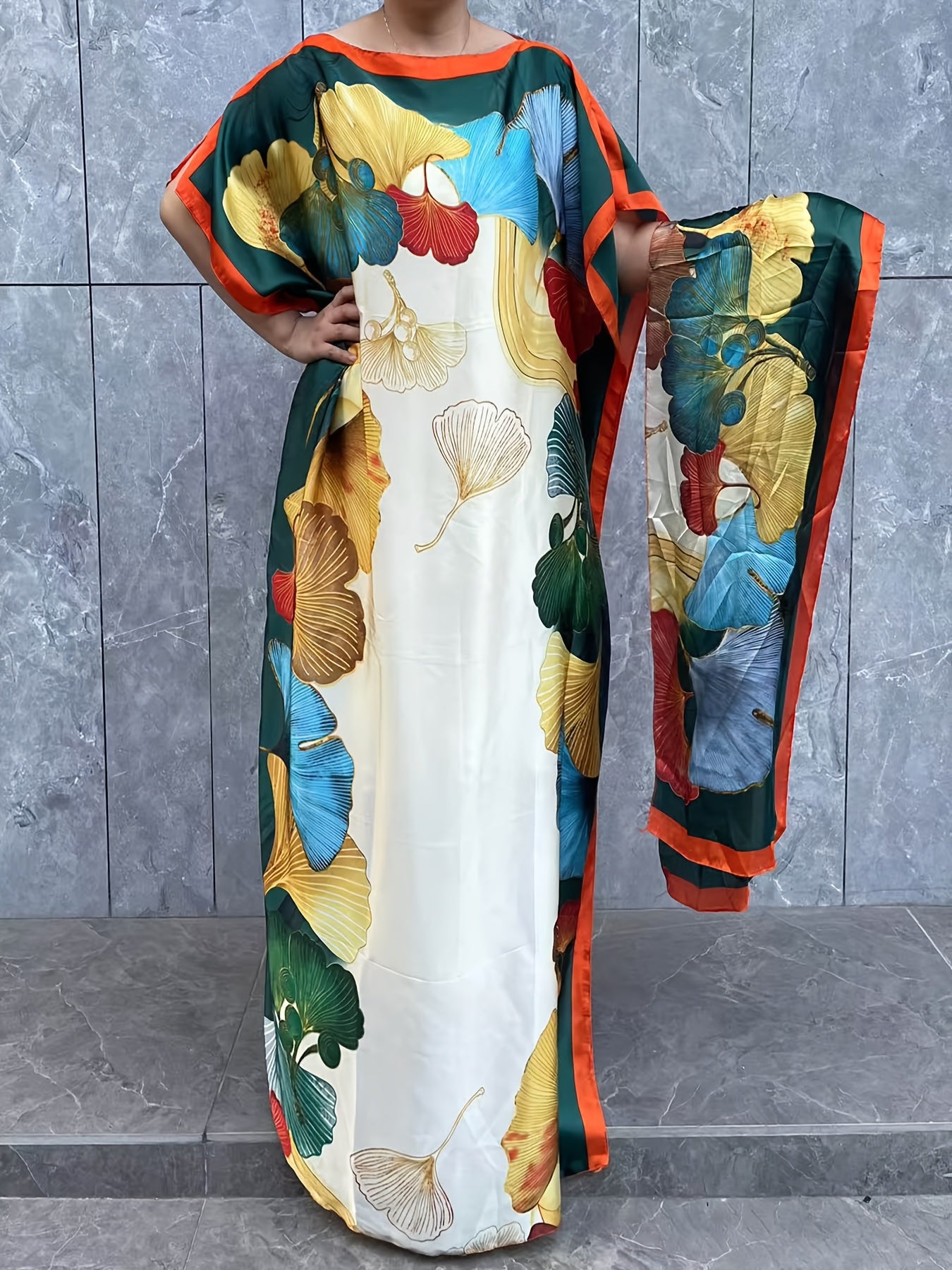 Платье макси для женщин больших размеров с цветочным принтом и шарфом, легкое, свободного кроя, летнее повседневное платье maxi