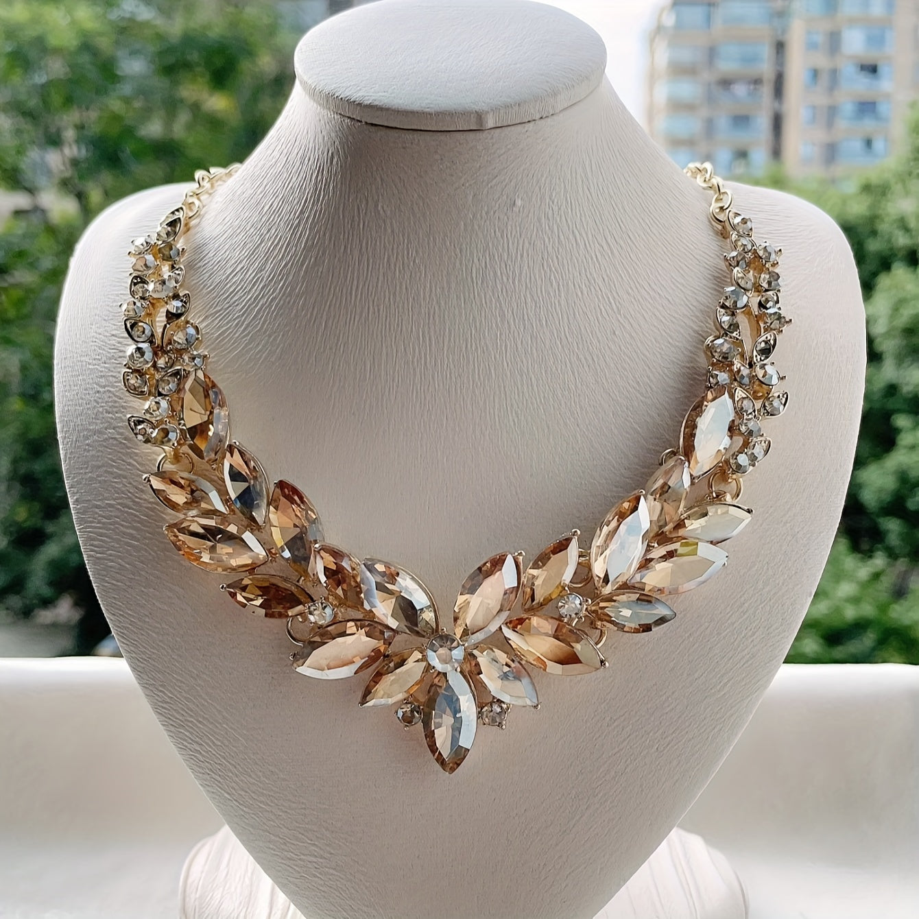 Rhinestone Statement Necklace Chunky Bib Jewelry for Women