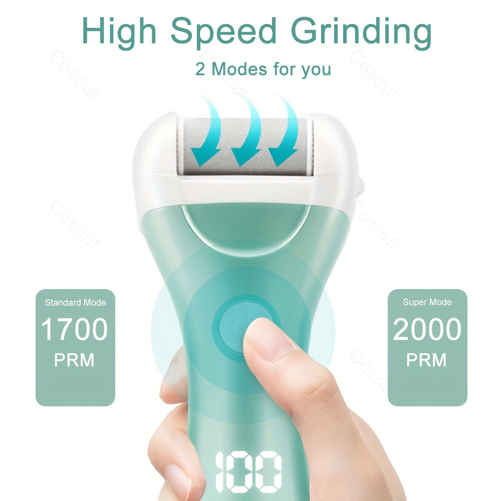 Rechargeable Electric Foot File Callus Remover for Dead Skin Heels with USB Charging and Multiple Grinding Heads