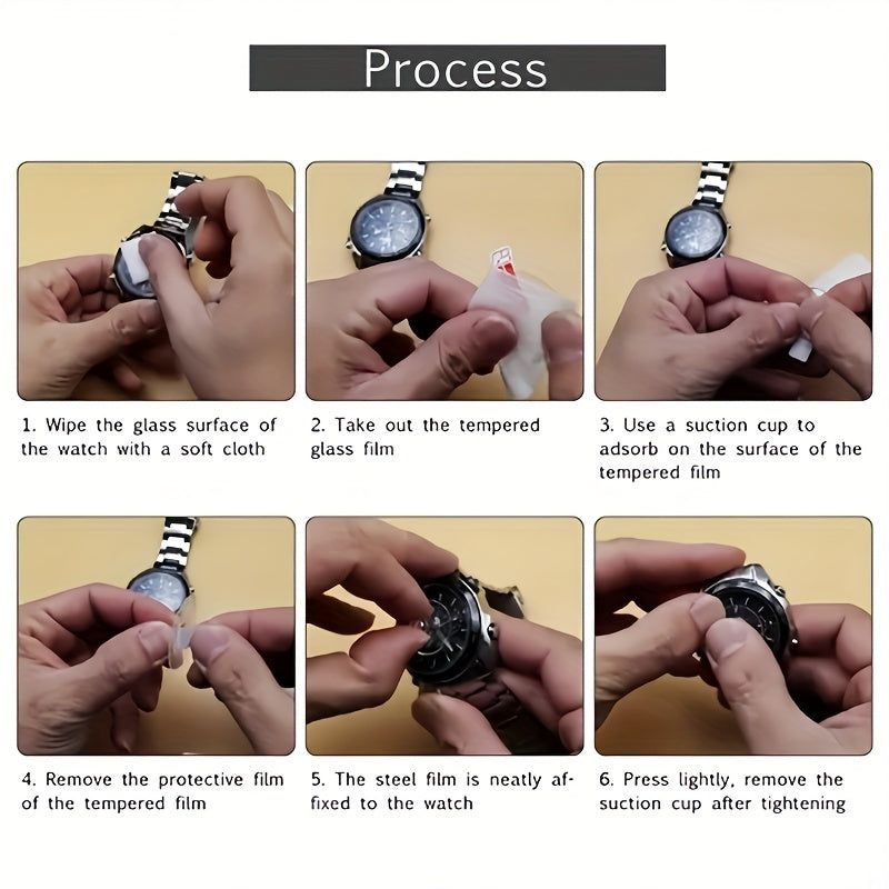 Round Watch Screen Protectors 9H Tempered Glass Bubble-Free Clear 27mm-43mm Set of 2