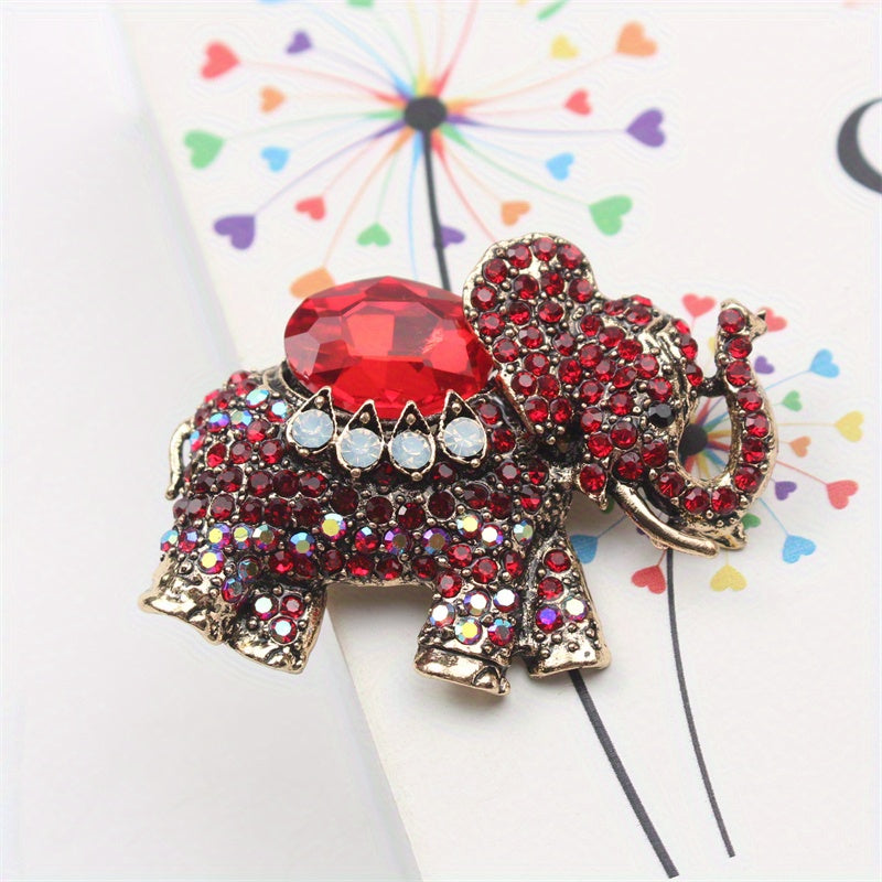 Elephant Brooch Rhinestones Enamel Crystal Jewelry for Women Gift