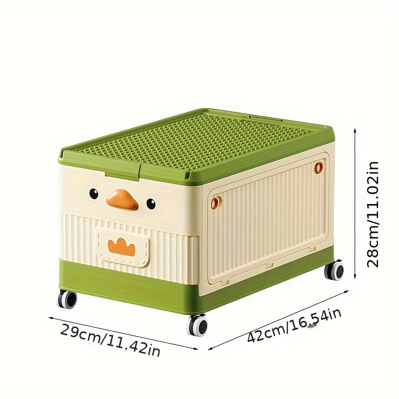 Plastic Foldable Storage Box with Wheels Stackable Container for Shoes Clothes Toys