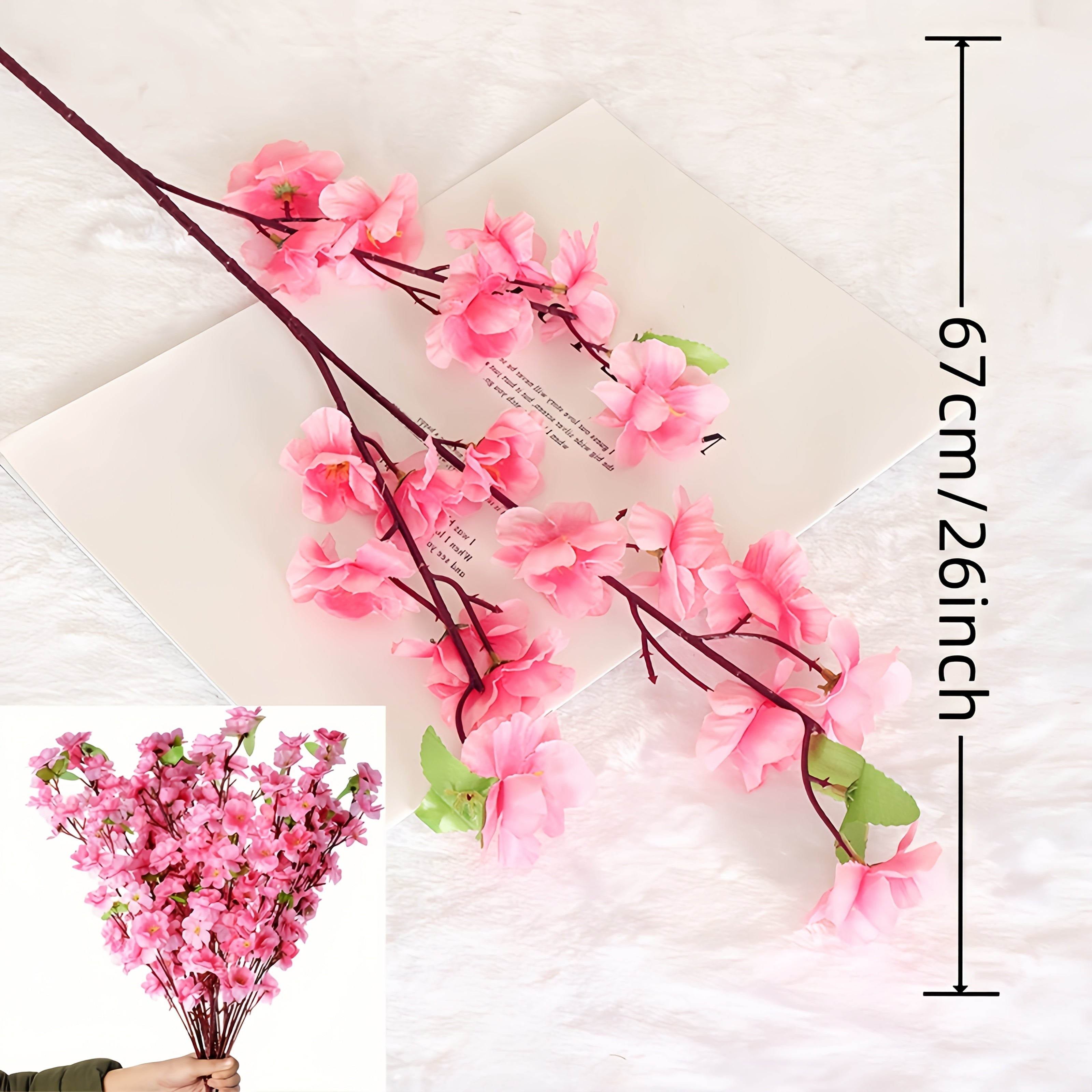 20 Bundles Artificial Peach Red Cherry Blossom Flowers for Wedding Decor Outdoor Gardens Courtyards Hotels