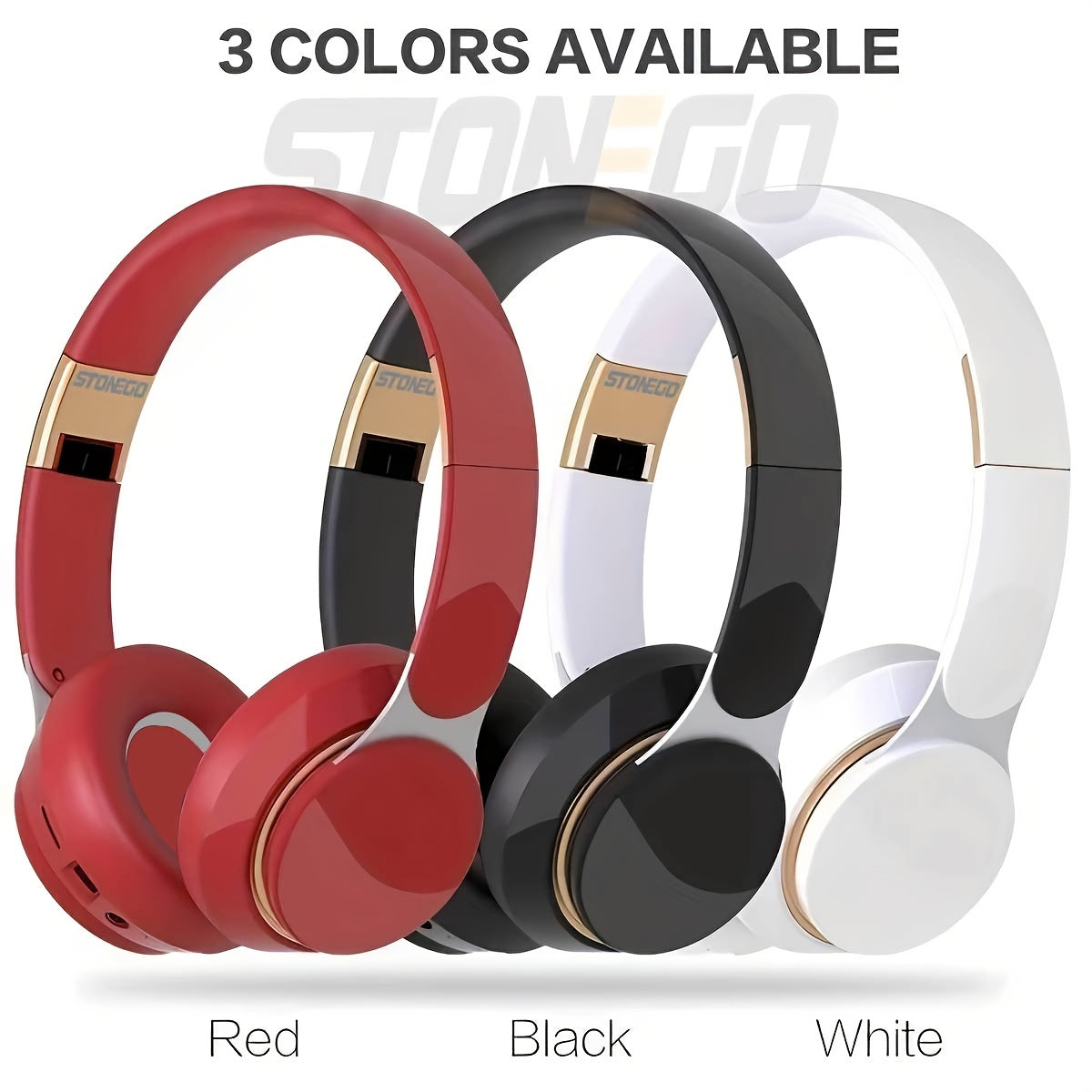 Wireless Foldable Headphones with Deep Bass HD Microphone and Noise Isolation