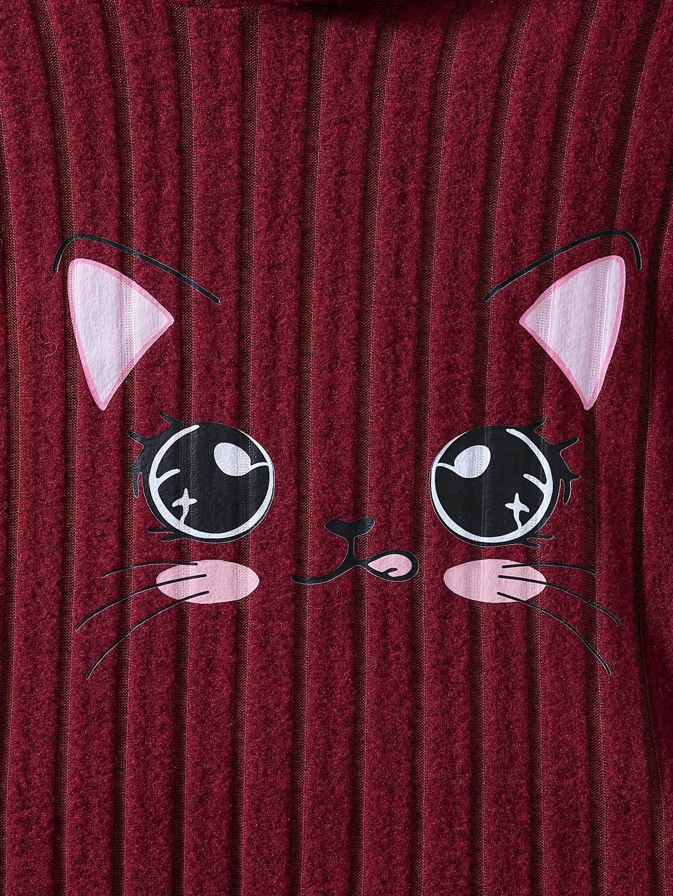 Девочкиный комплект из полиэстера для всех сезонов: худи и штаны с дизайном лица кота