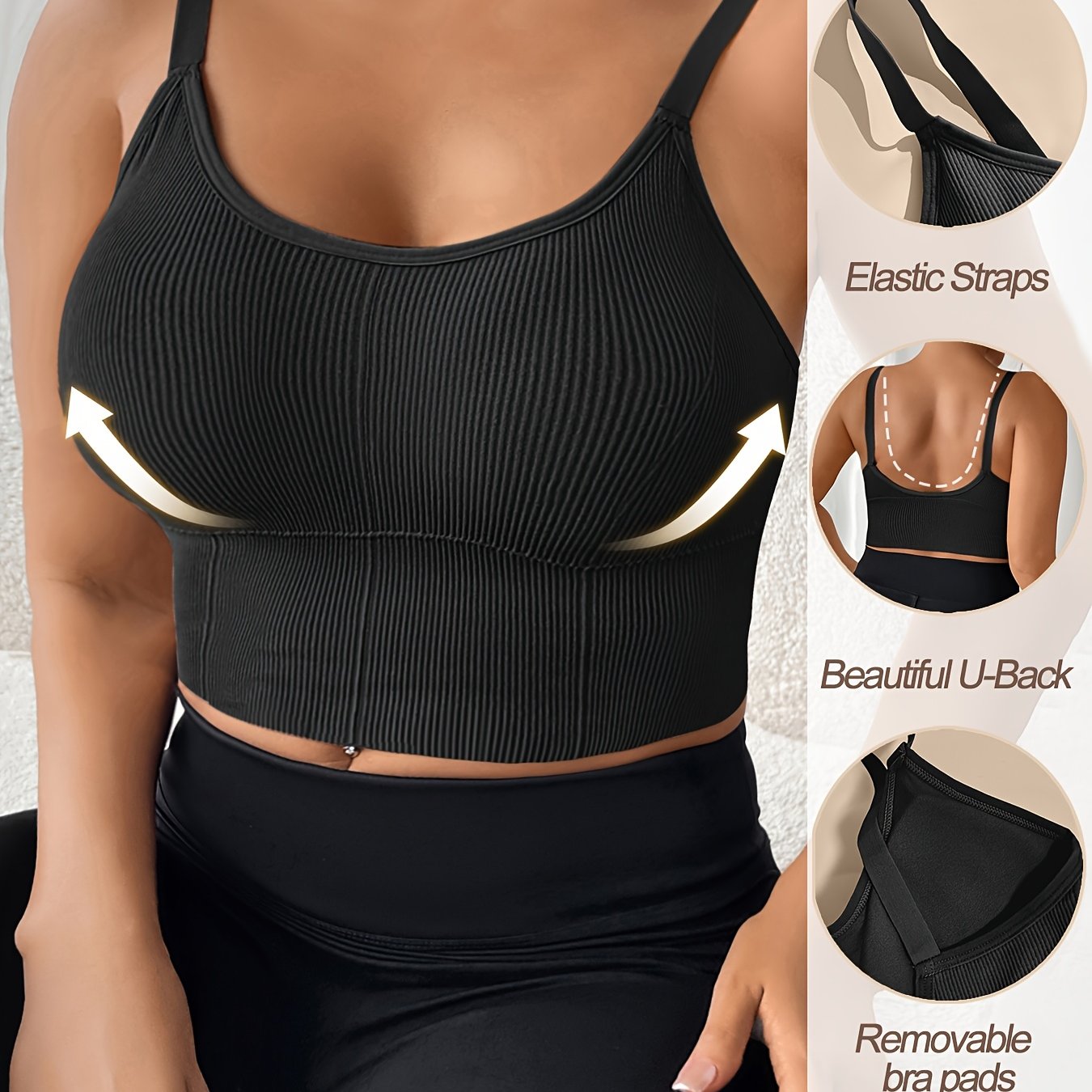 Plus Size Sports Bra High Elasticity Removable Pads Backless Yoga Running