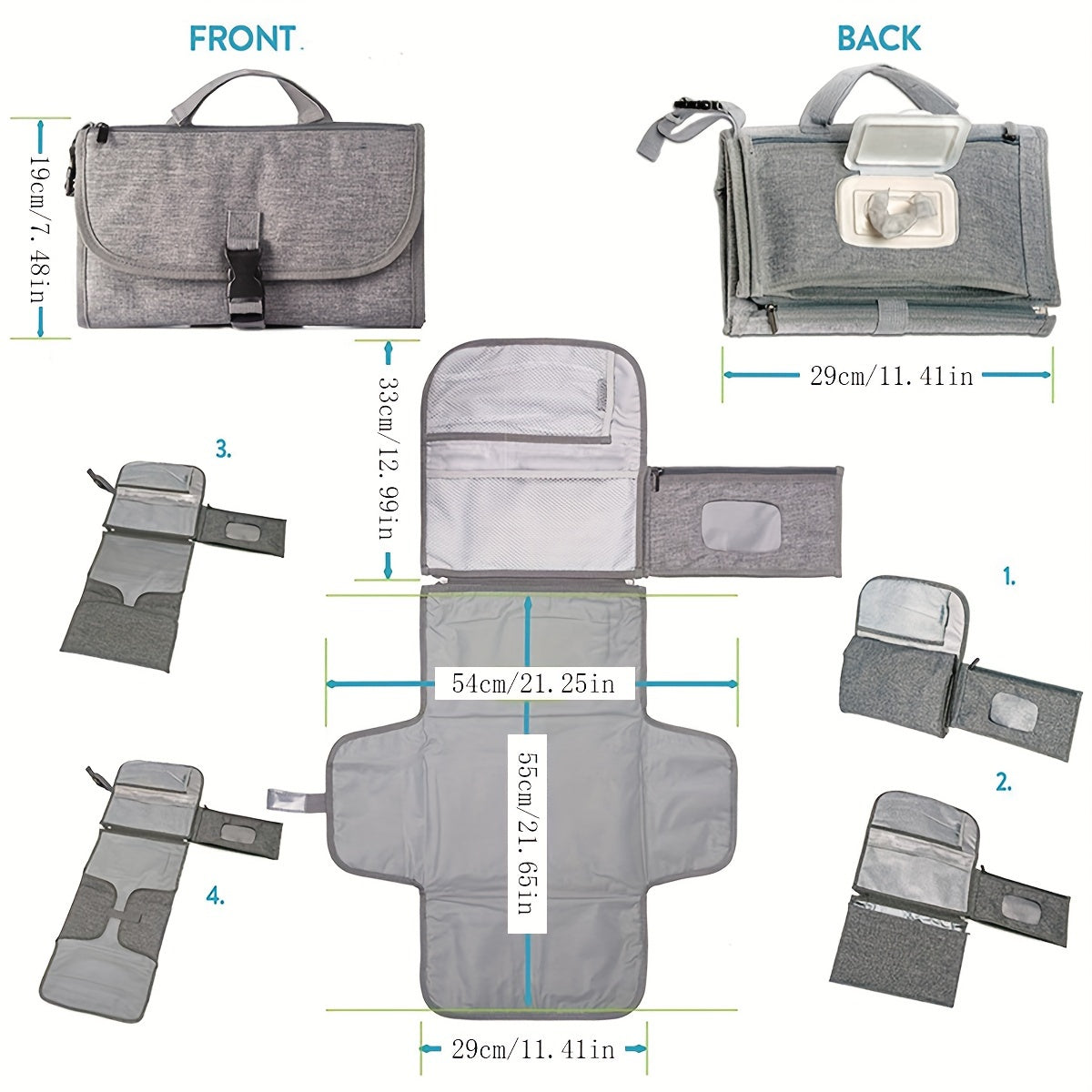 Baby Waterproof Changing Pad for Travel and Outings with Multi-Use Function