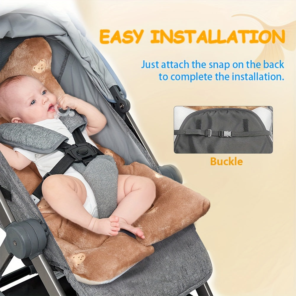 Kids Stroller Seat Cushion Soft Cozy Embroidered Machine Washable Year-Round Comfort