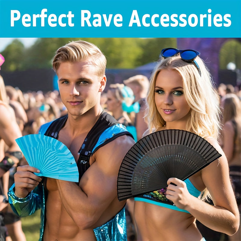 Black Bamboo Silk Hand Fan for Dancing and Events