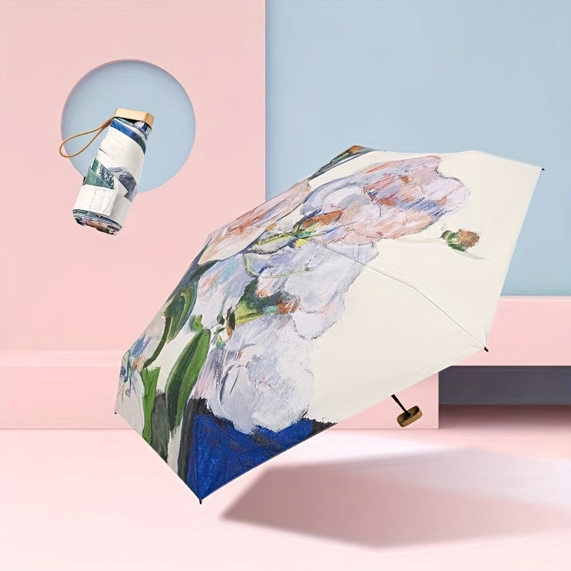 Mini Sun Umbrella Rain Umbrella 6-Fold UV Protection Lightweight Portable