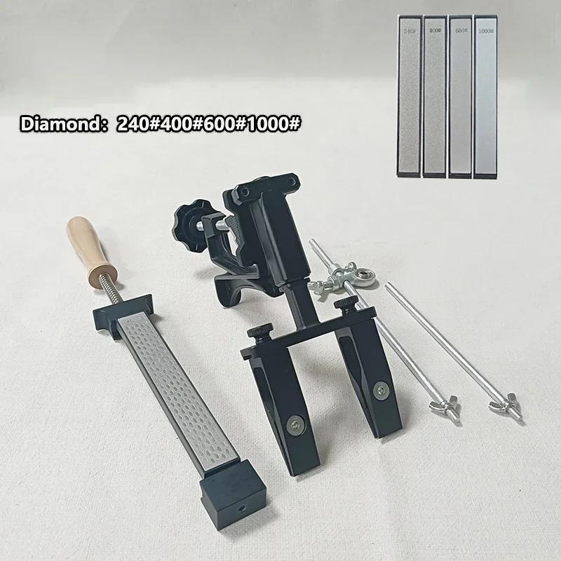 360° Flip Diamond Knife Sharpener with Fixed Angle Petroleum Stone Adjustable Clamp for Kitchen Restaurant Cafe
